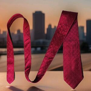 Vtintage Donald J Trump Signature Collection Silk Neck Tie Red Diamond Gold Bar